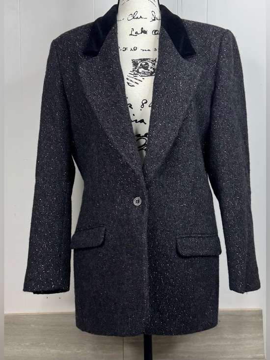 Liz Claiborne Jackets & Blazers - VTG Liz Claiborne Charcoal Tweed Lined Blazer Womens Size 10
